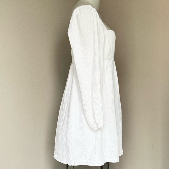 Re-Imagined by J.Crew White Crinkle Square Neck Baby Doll Dress | Festival Ready - Picture 3 of 9